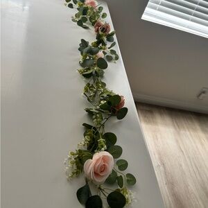 Artificial Eucalyptus and Blush Pink Rose Garland - Home Accents